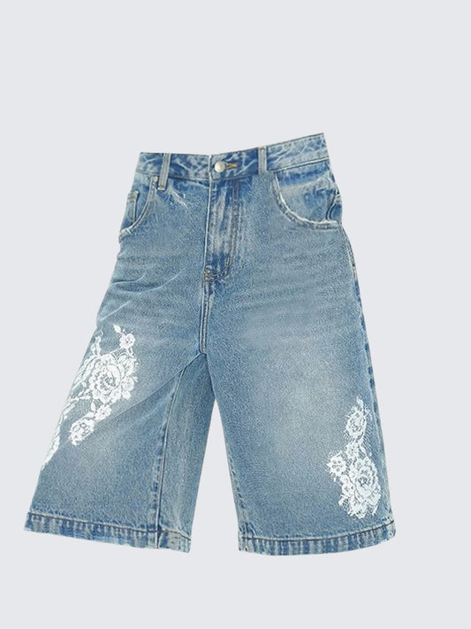 Vintage Lace Denim Shorts