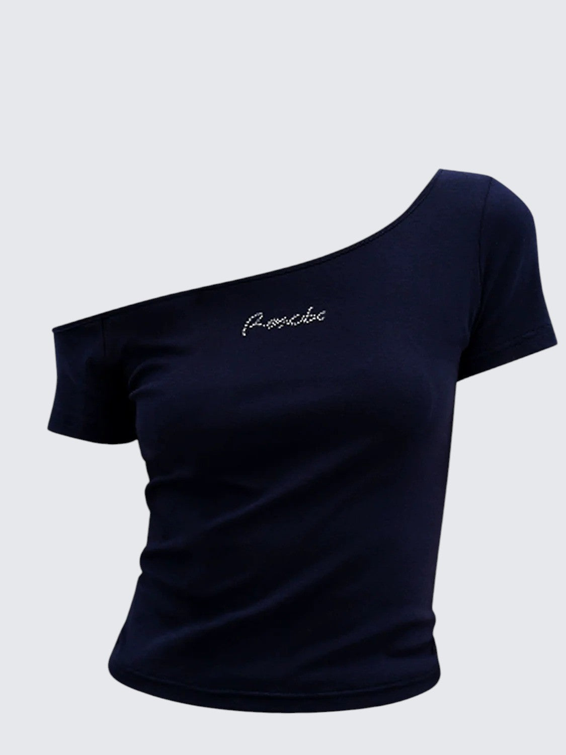 Spicy Girl Navy Rhinestone Shoulder T-Shirt