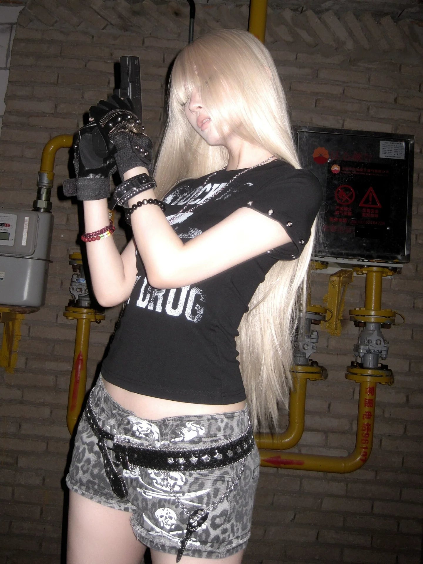 Y2K Skull Short Sleeve Top for Summer