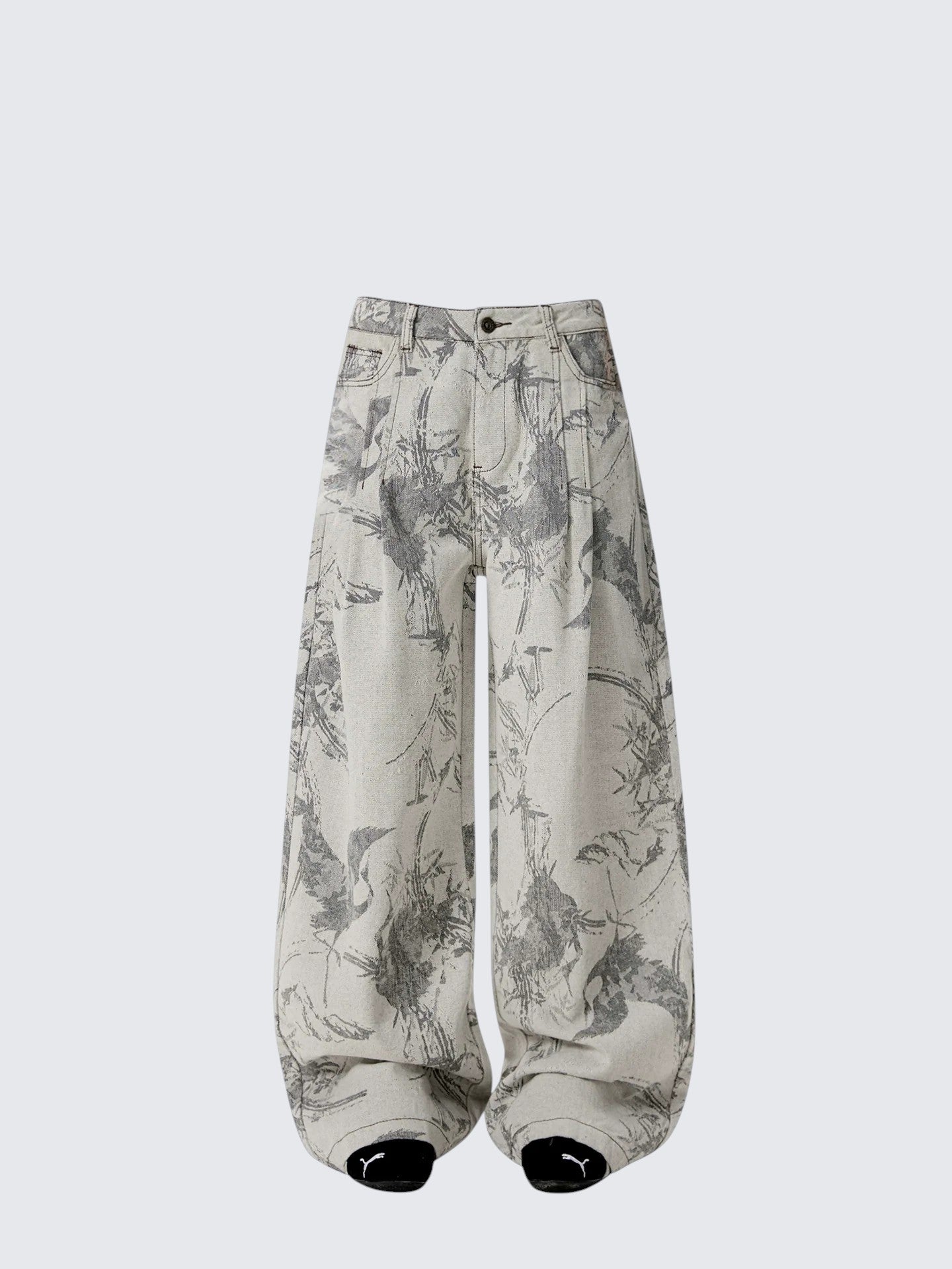 Vintage Ink Intarsia Wide Leg Jeans