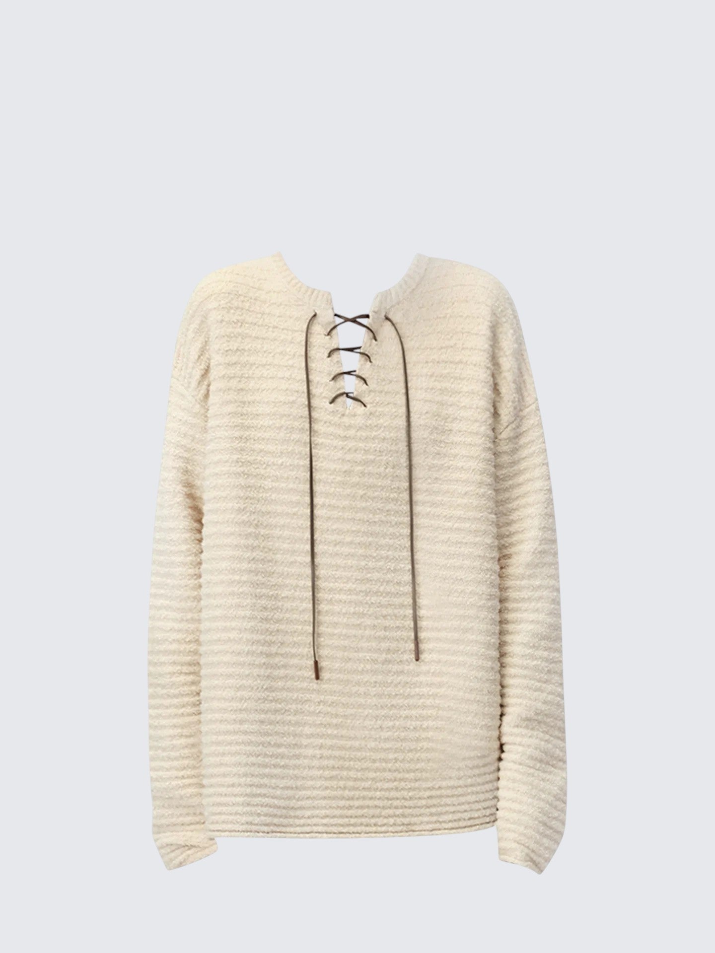 V Neck Textured Knit Sweater