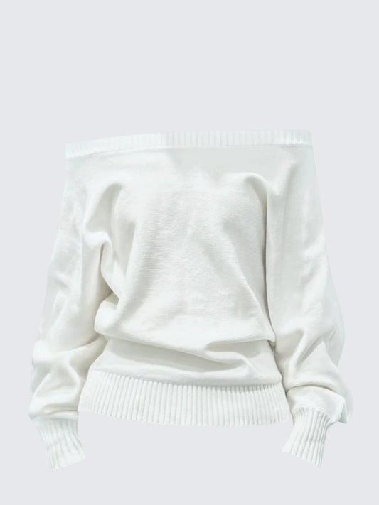 Off Shoulder Relaxed Knit Sweater Women