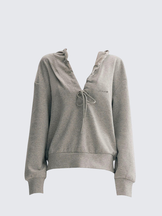 Large V Neck Hoodie