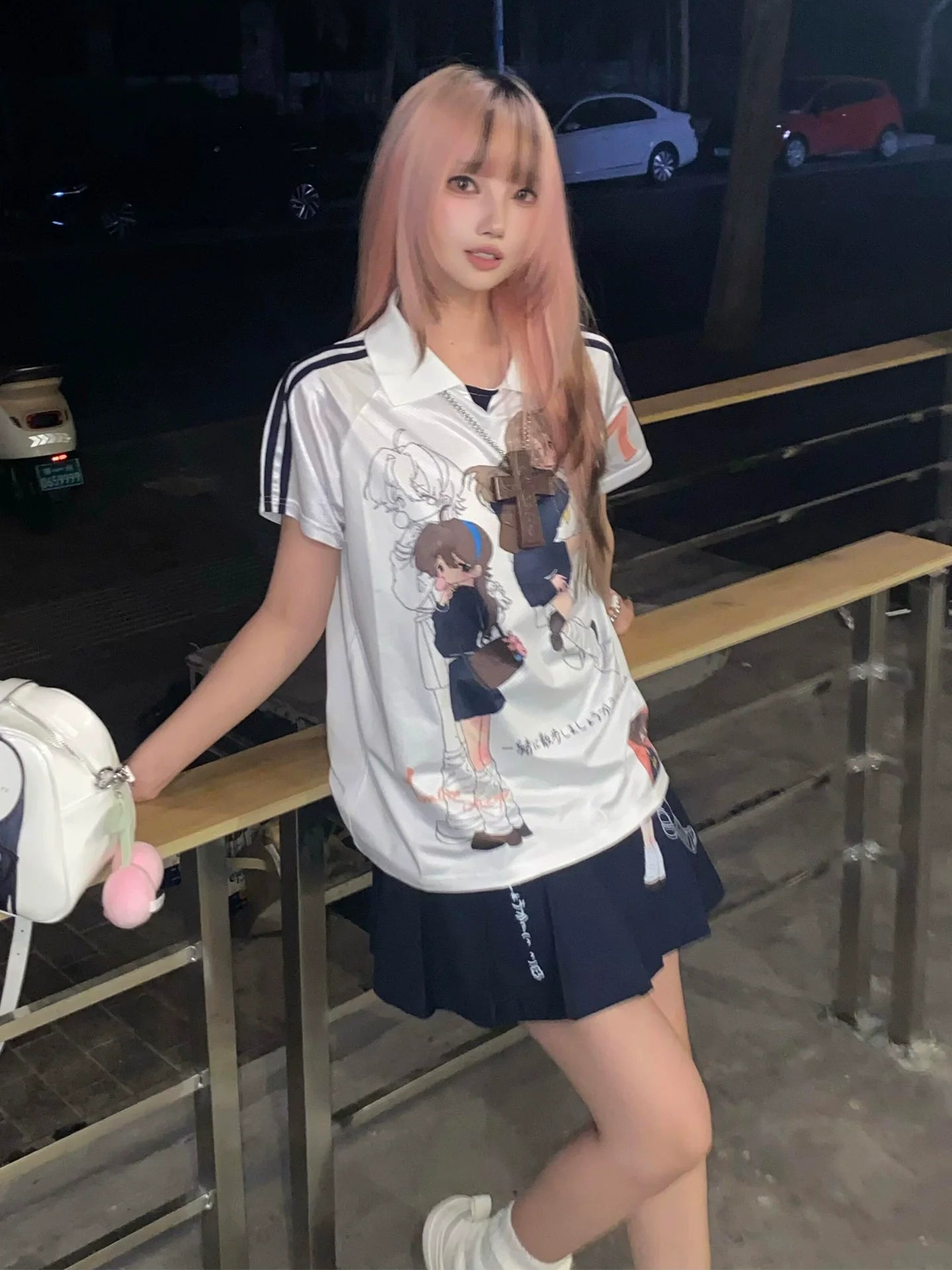 Y2K Comic Girl Polo Top for Summer