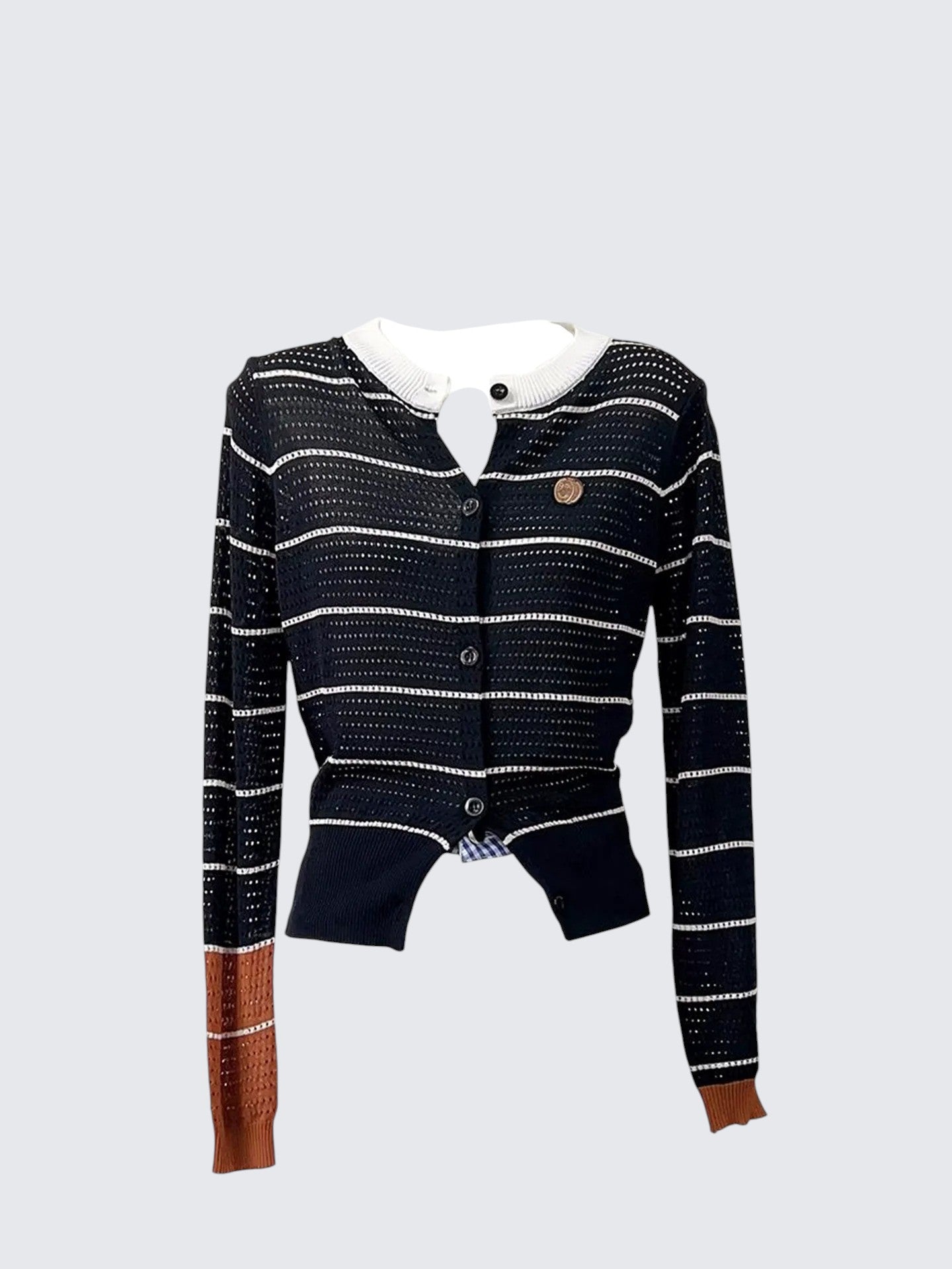 Black Lattice Knit Cardigan