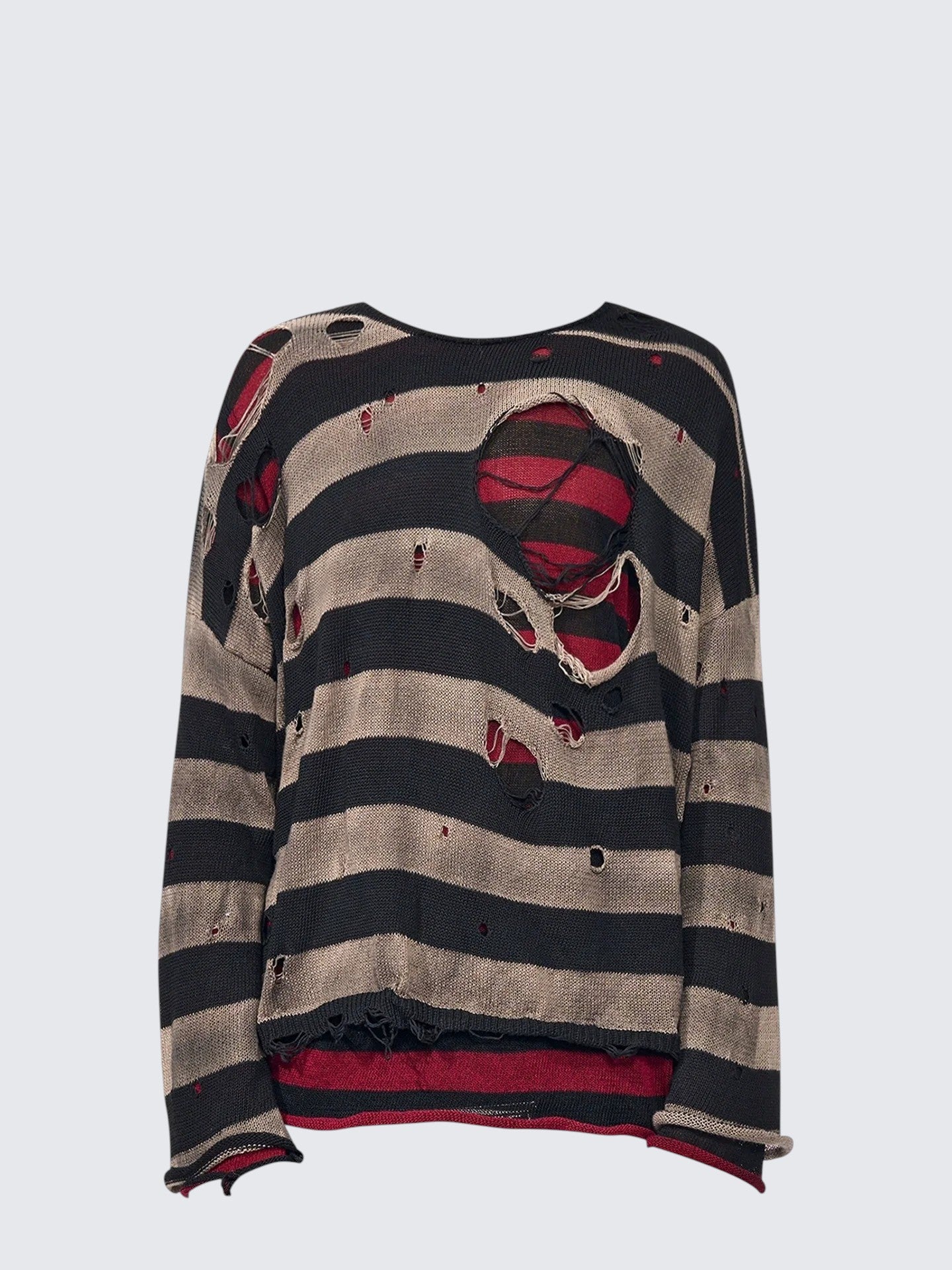 Streetwear Layered Distressed Knit