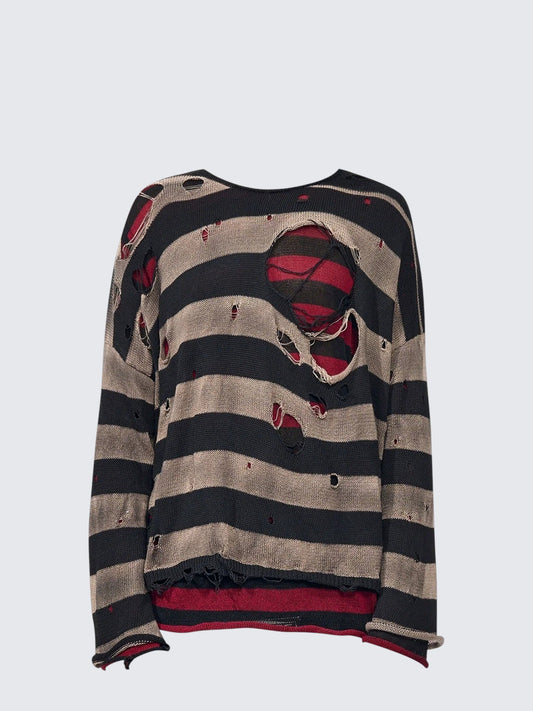Streetwear Layered Distressed Knit