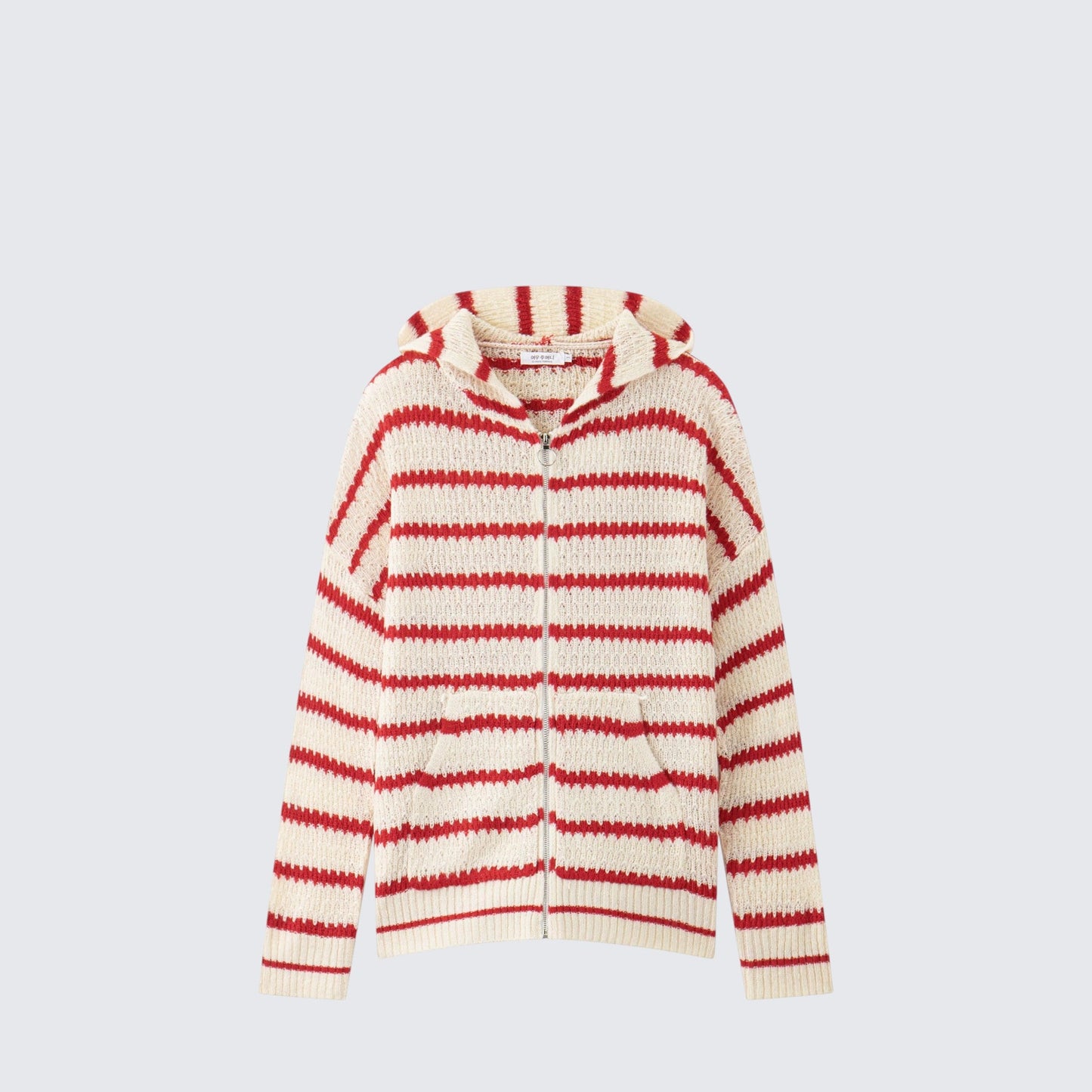 Bunny Hood Striped Knit Cardigan Women