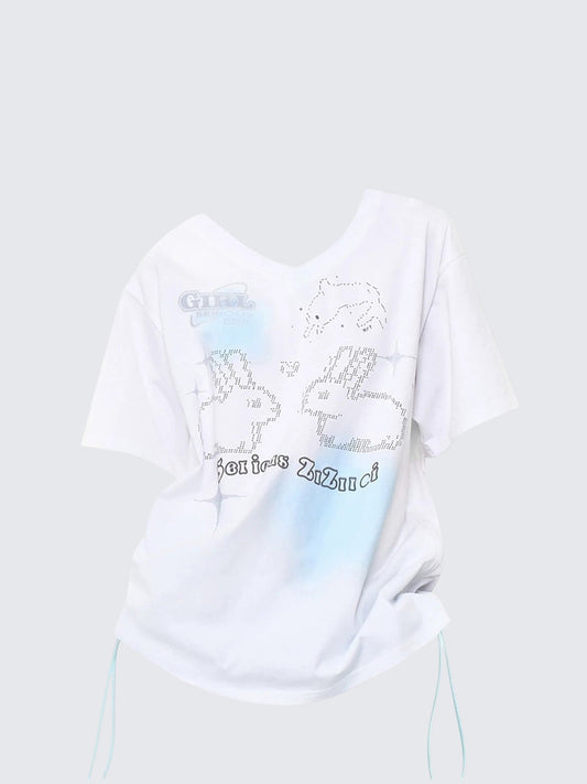 Rabbit Print Drawstring Tee