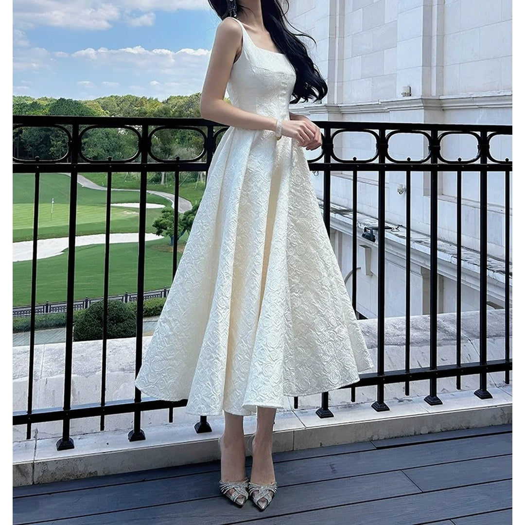 French Luxury Spaghetti Birthday Gown Dress – Embroidered Party Dress