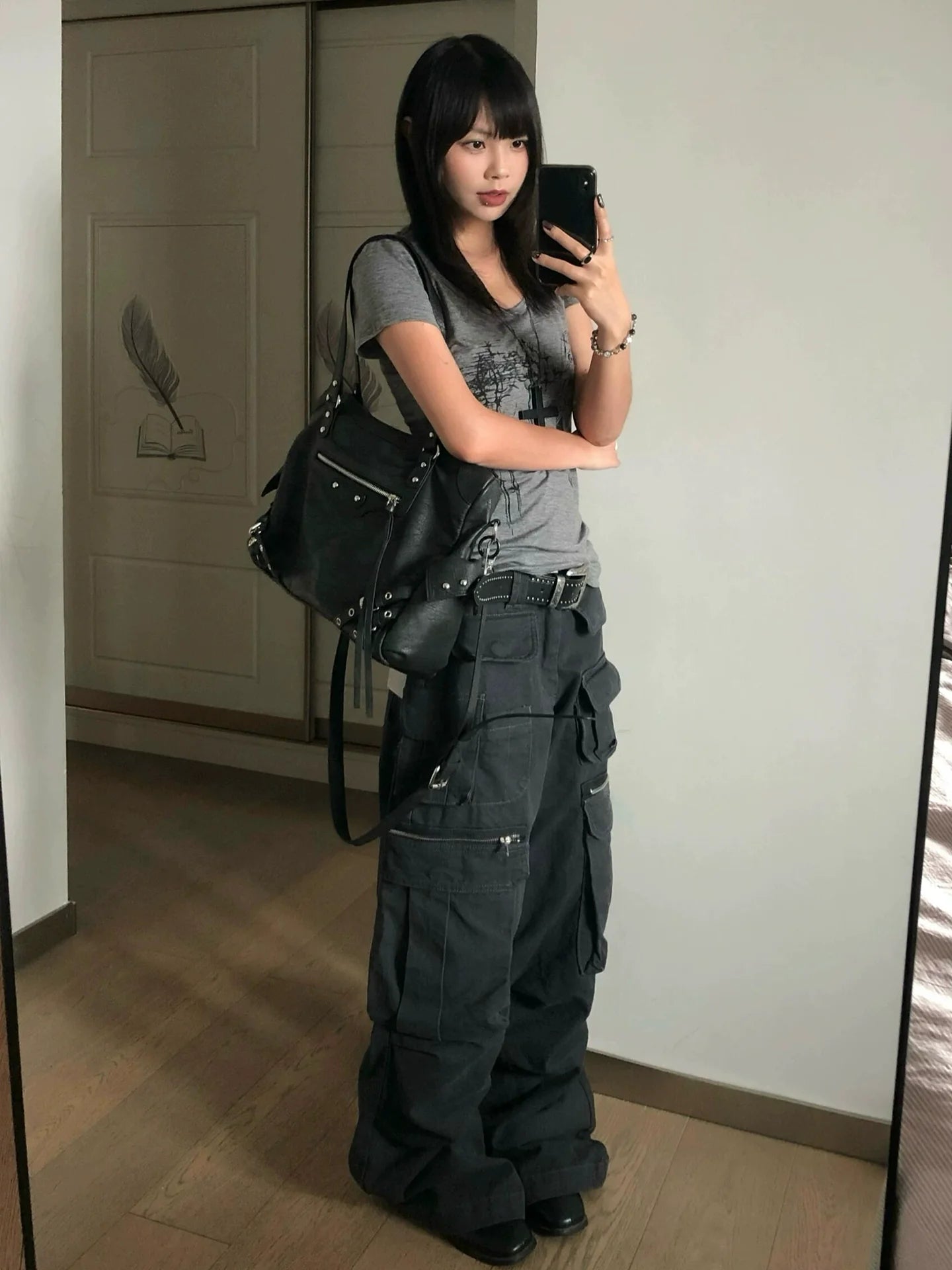 Y2K Printed Wide Neck Crop Top Slim Fit Tee