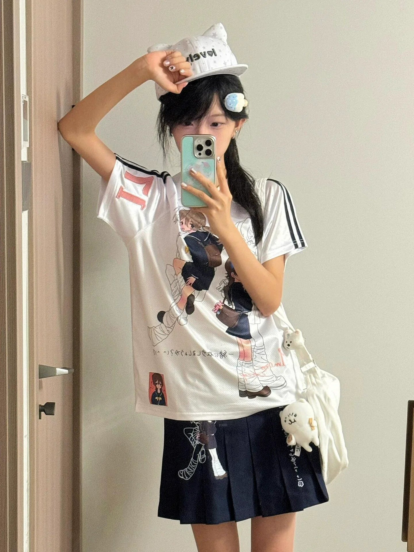 Y2K Cartoon Girl Polo Tee