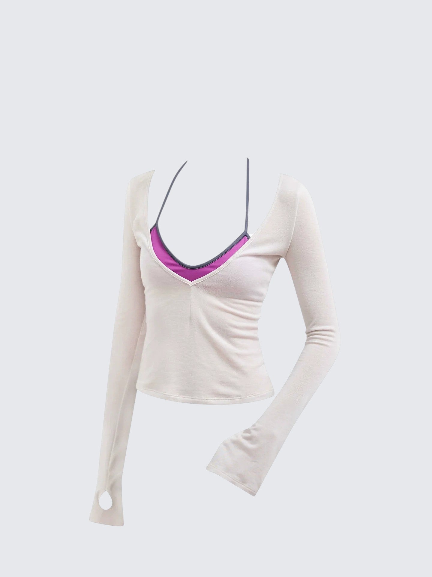 Sheer V-Neck Long Sleeve Set