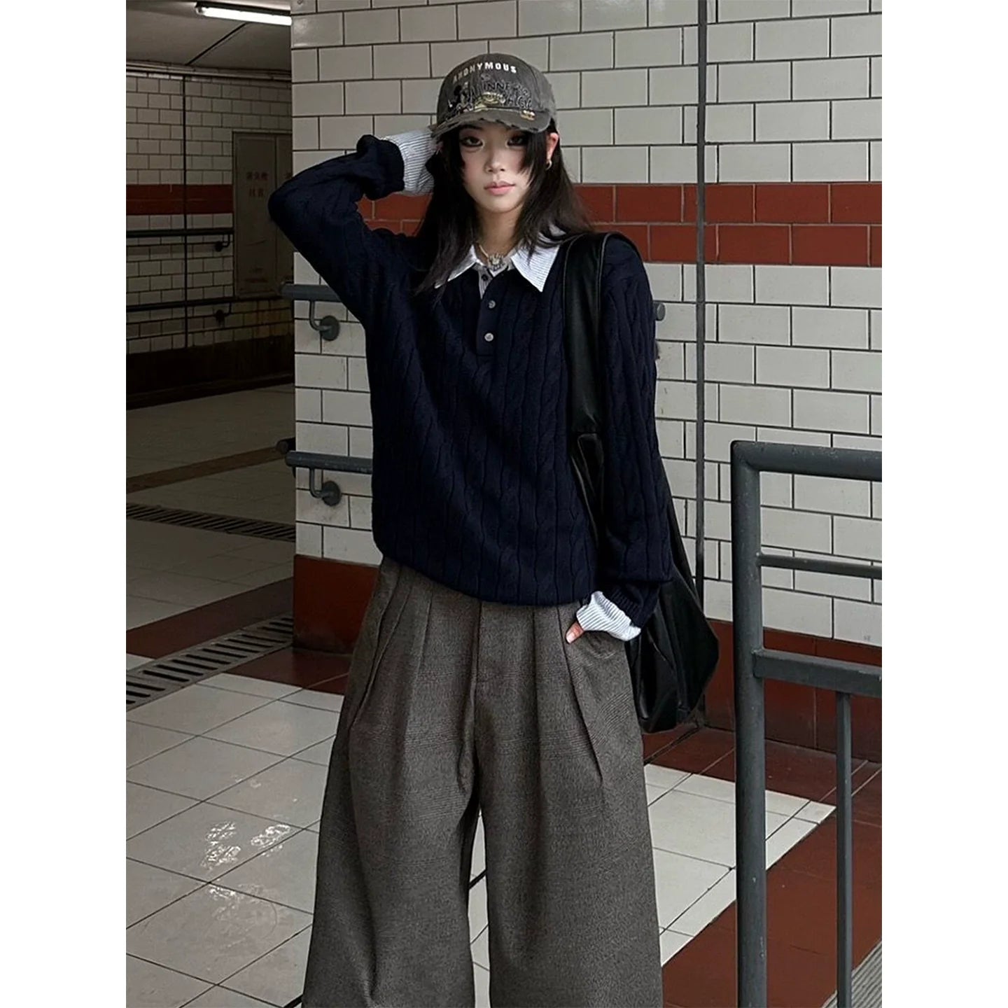 Old Money Cable Knit Polo Sweater Cleanfit Layered Top