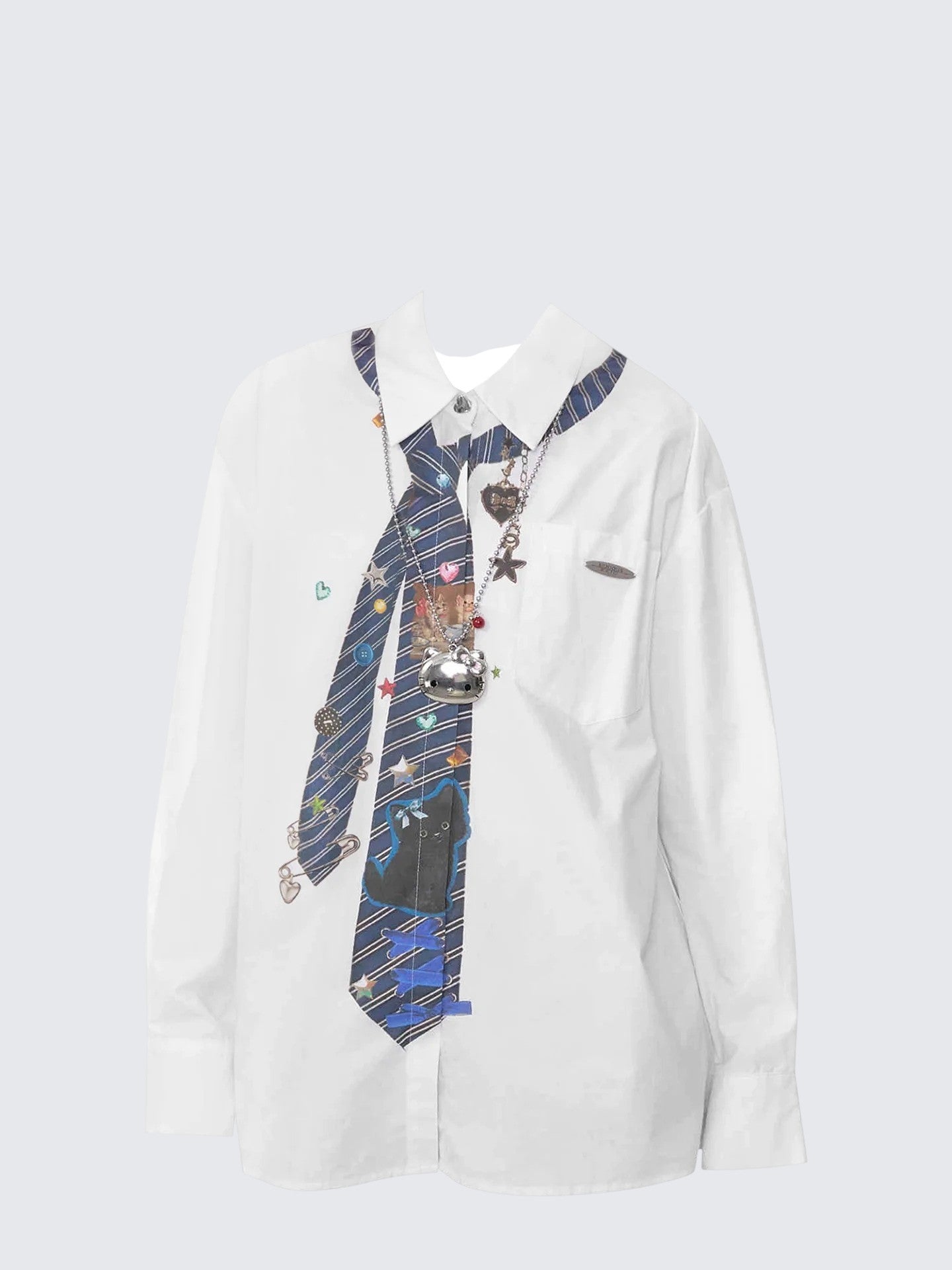 Minimalist Tie Print White Shirt