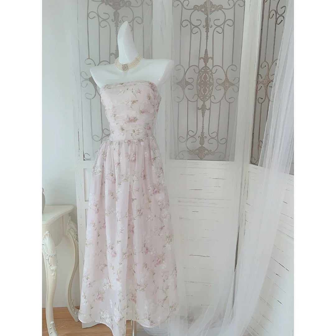 Floral Tale Strapless Floral Removable Strap Gown Dress