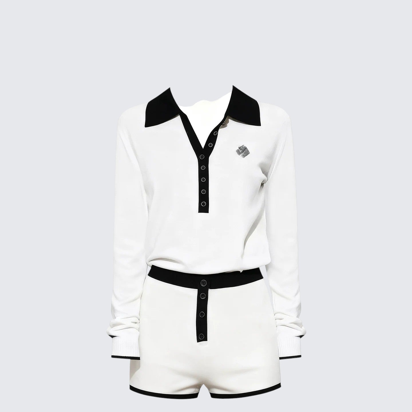 Henley Polo Knit Set Women