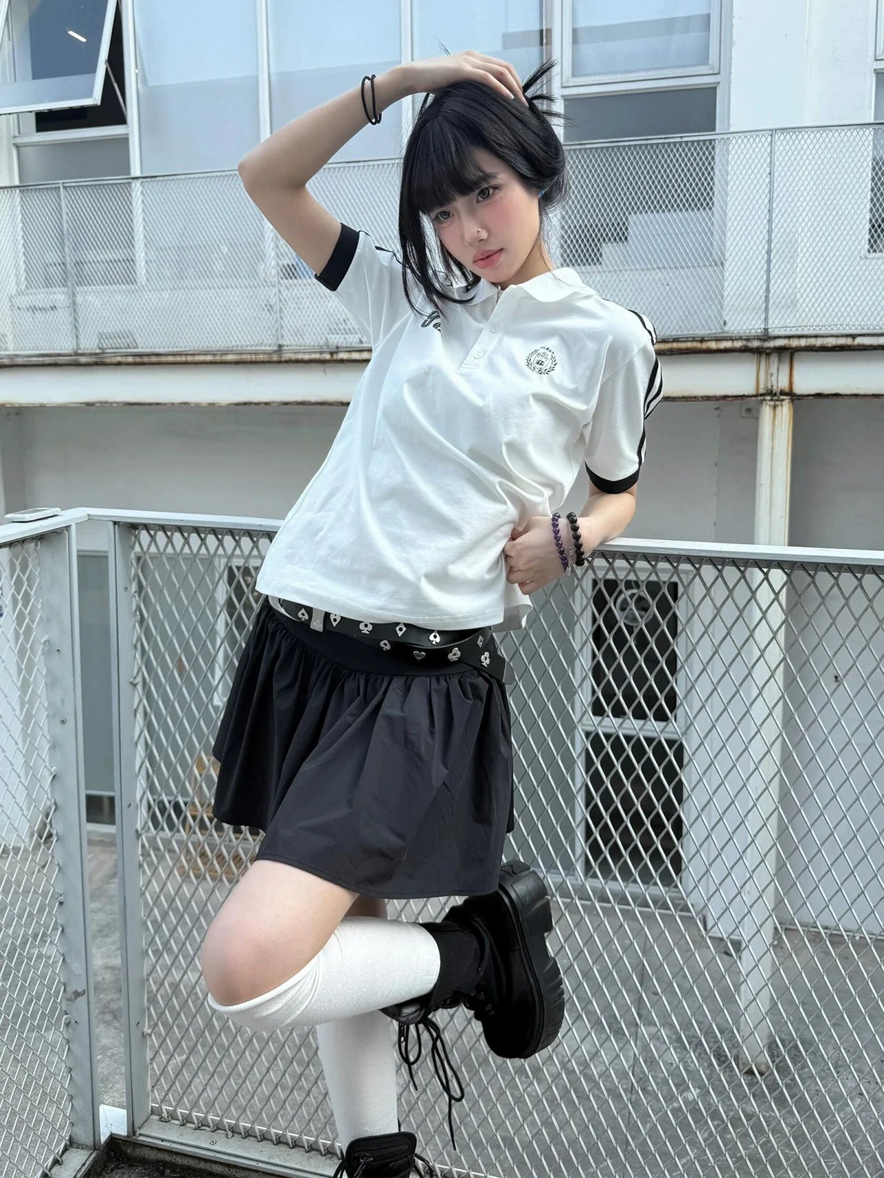 American Cooling Polo Shirt Structured Shoulder Fitted Short Sleeve Preppy Sporty Top