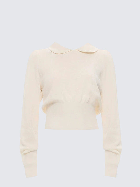 Beige Doll Collar Knit Women