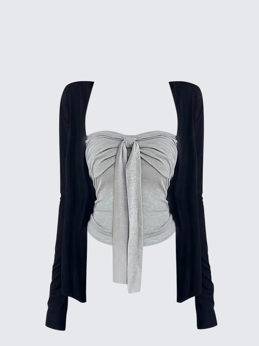 Grey Bustier Bow Set