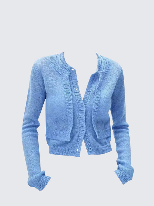 Blue Layered Knitted Cardigan