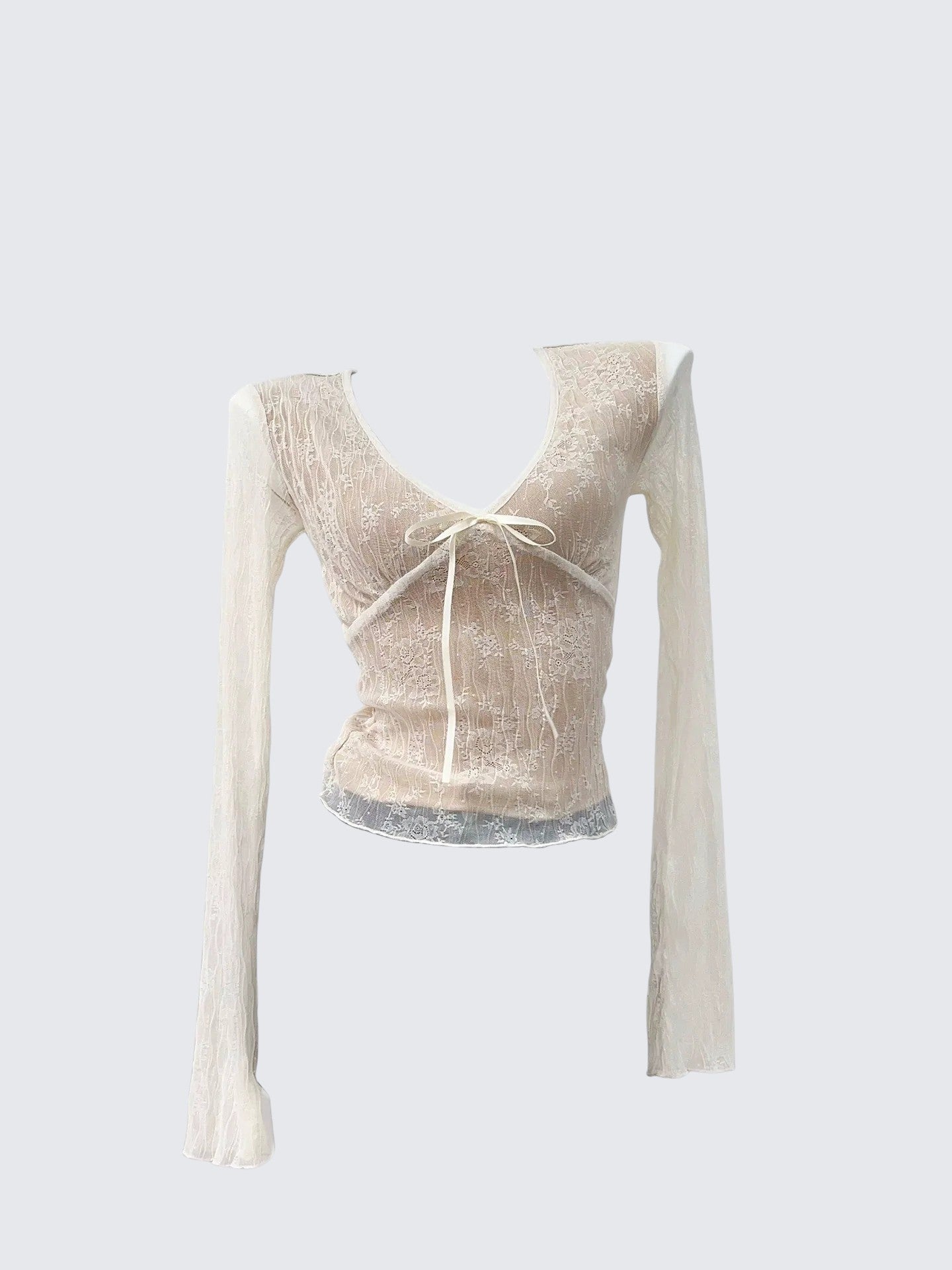 Lace V-Neck Long Sleeve Top