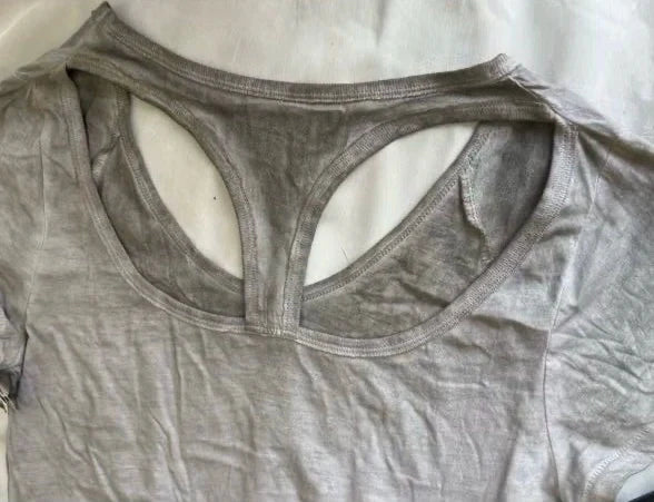 Gray Subculture Punk Y2K Abi E-girl American Retro Cutout Open-Back Print Short Sleeve Top