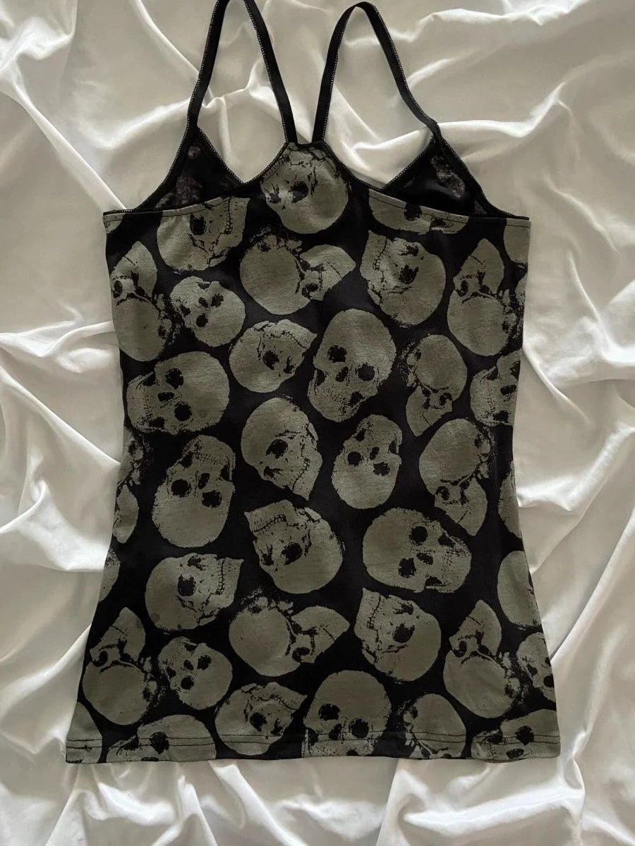 Skull Print Punk Retro Y2K Tank Top