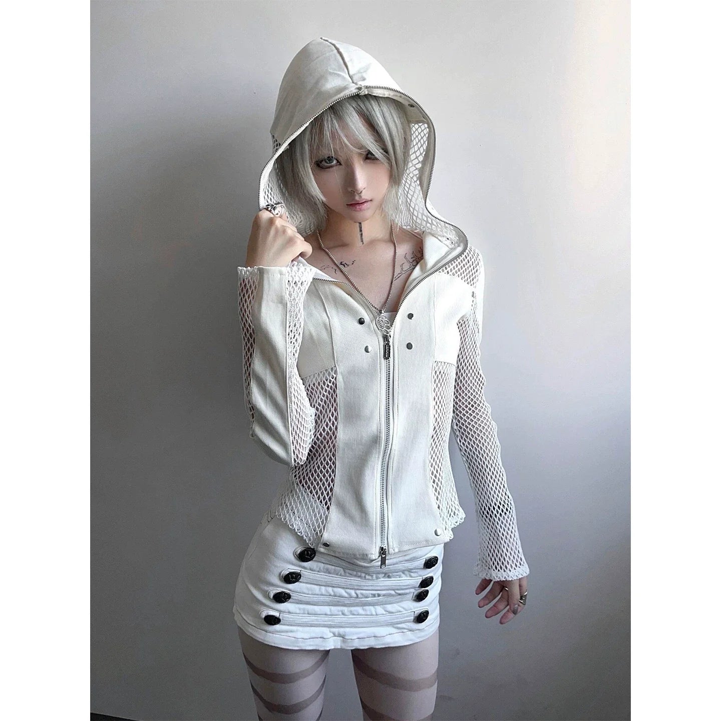 Y2K Mesh Patchwork Cardigan