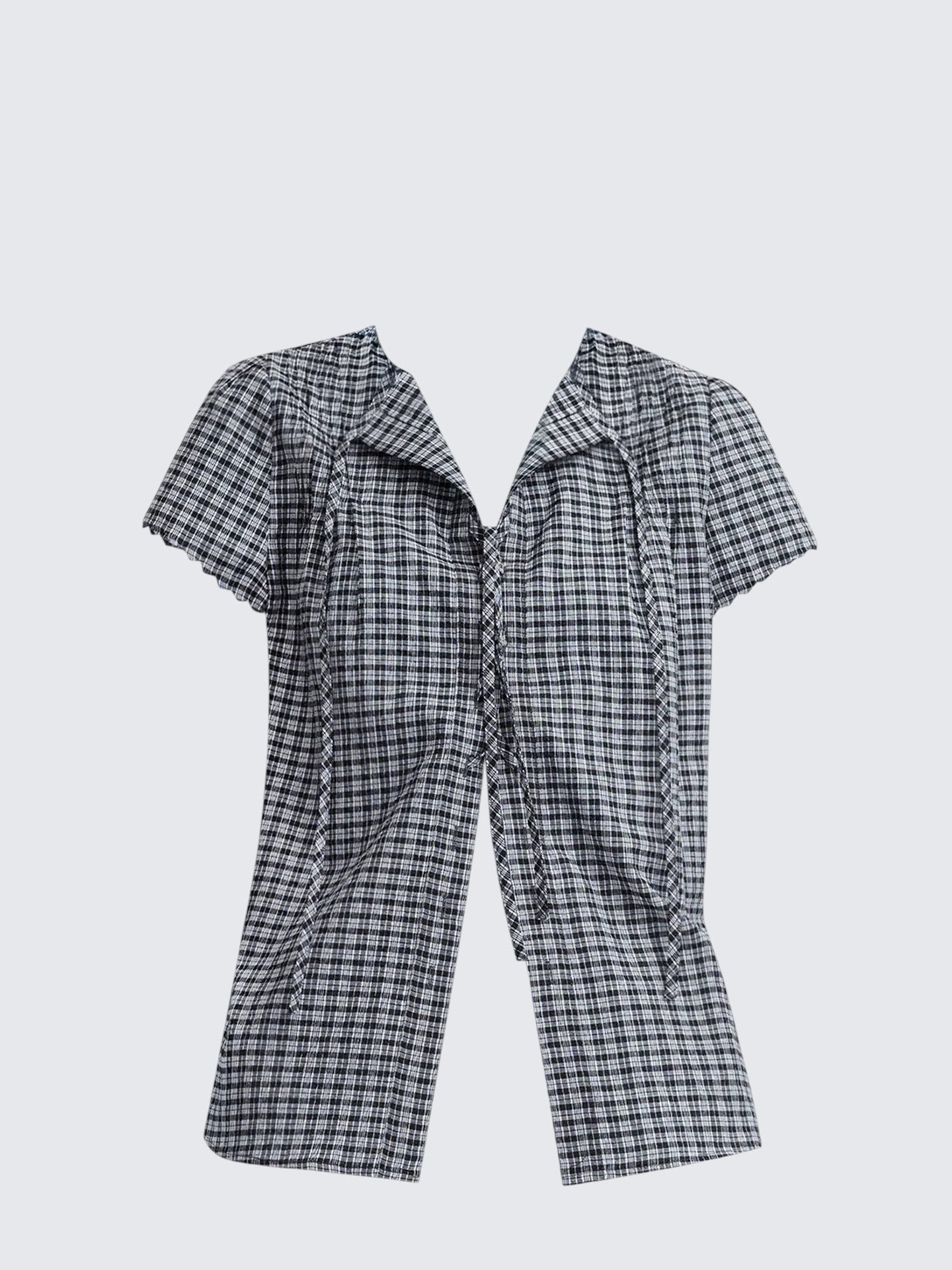 French Pleated V-Neck Shirt