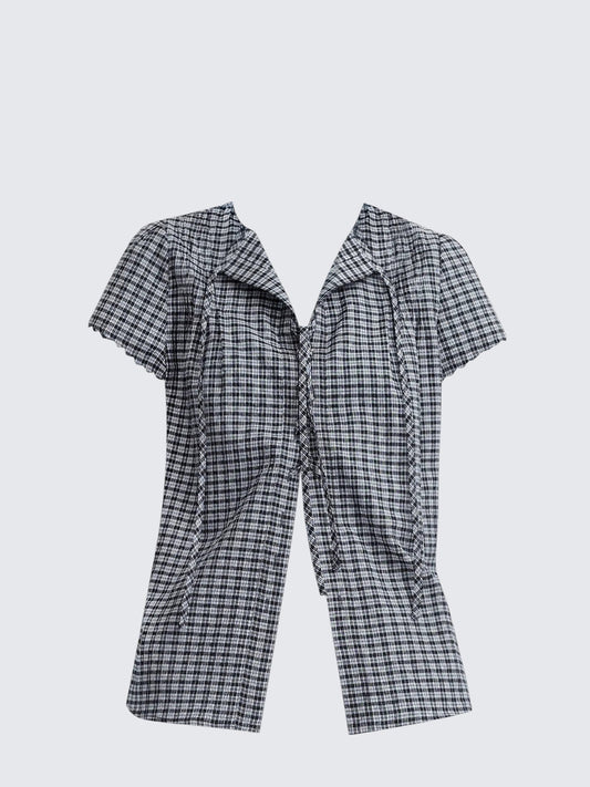 French Pleated V-Neck Shirt