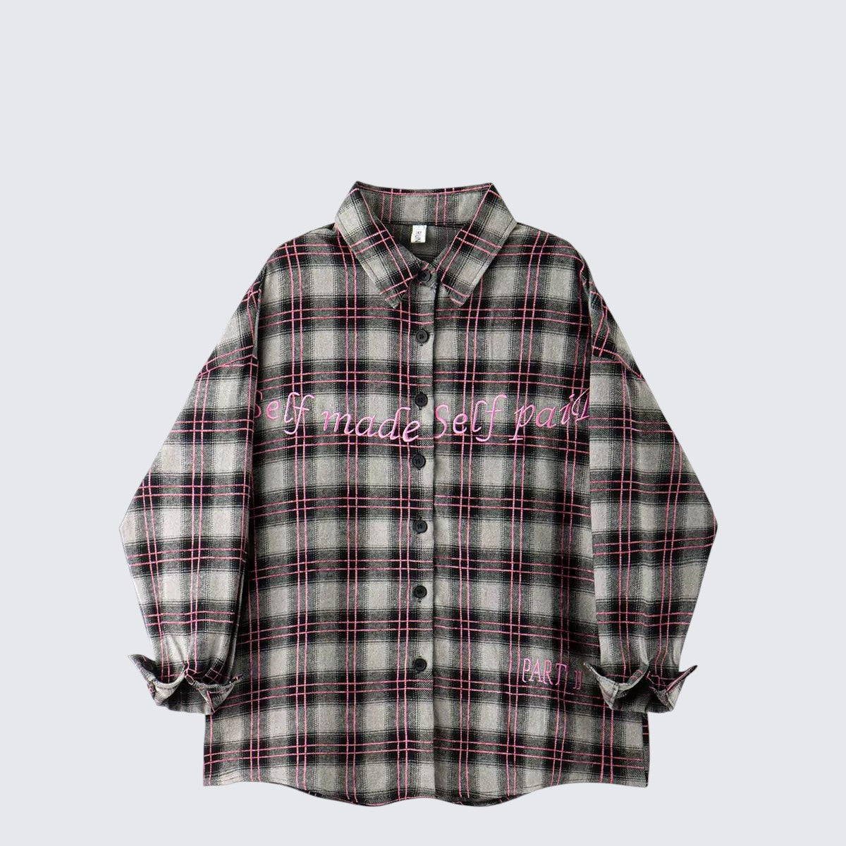 Plaid Embroidered Shirt Cardigan