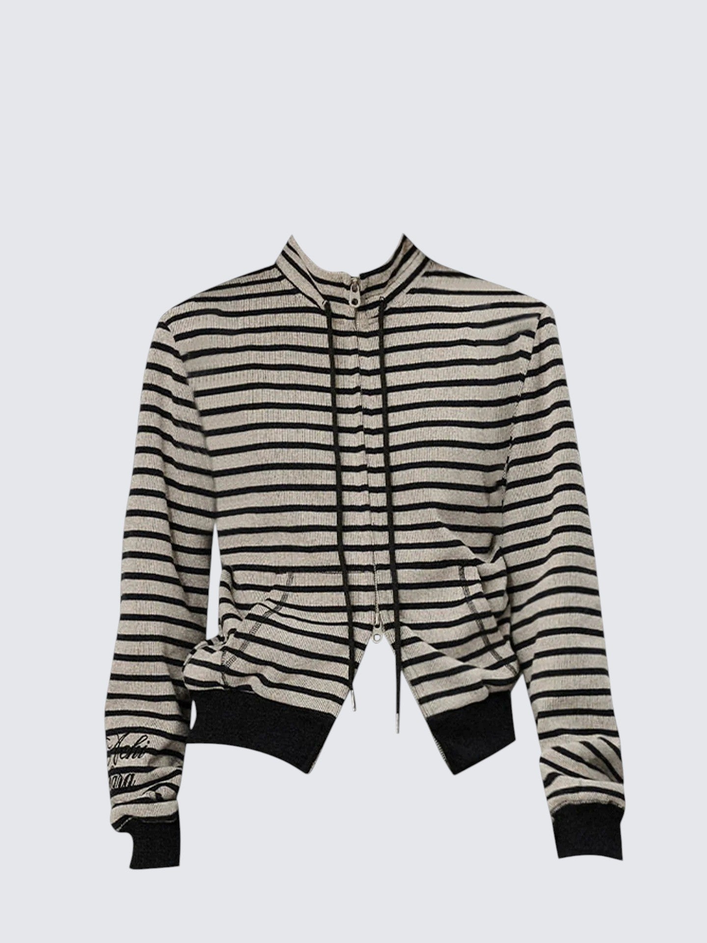 Retro Stand Collar Zip Hoodie Women