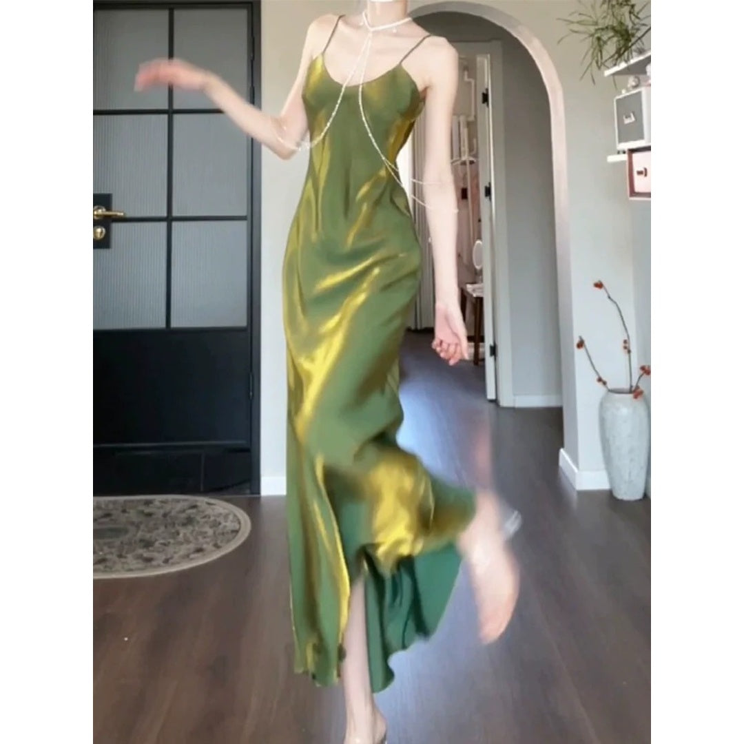 Mint Mambo French Spaghetti Gown Dress