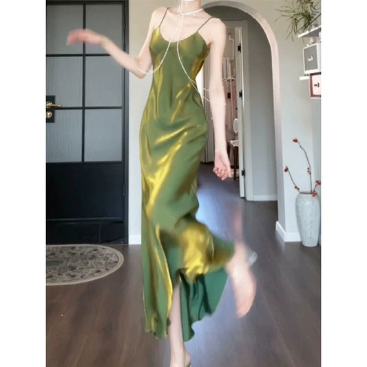 Mint Mambo French Spaghetti Gown Dress