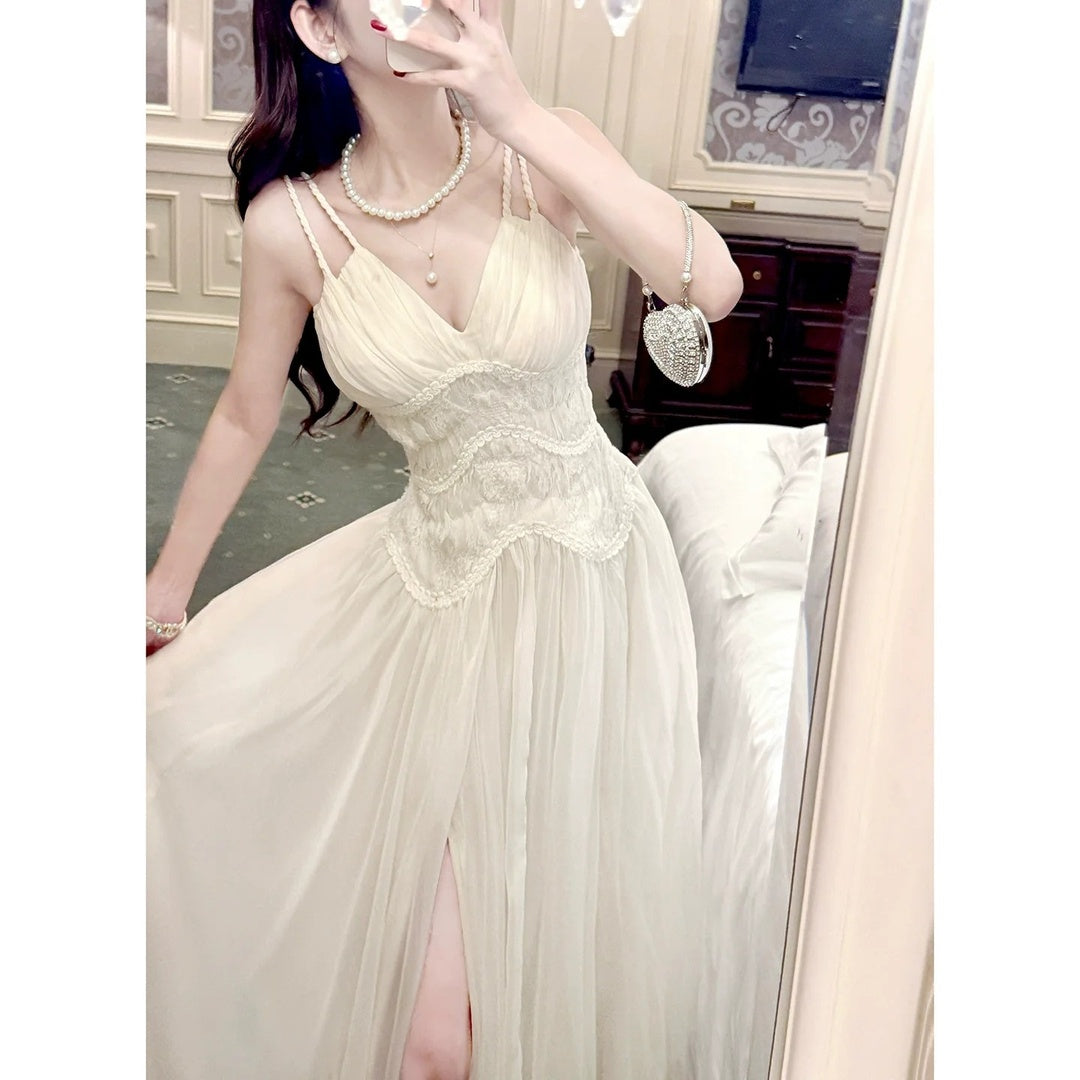 Chiffon Pleated Spaghetti Gown Prom Dress