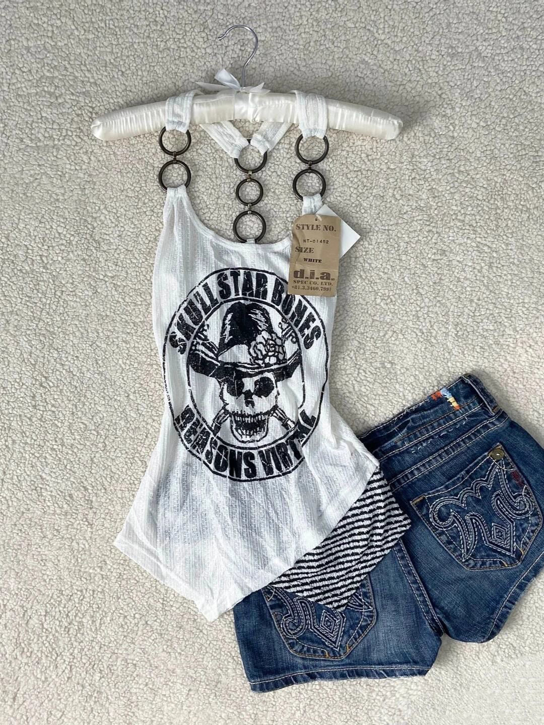 Skull Print Retro Y2K Tank Top