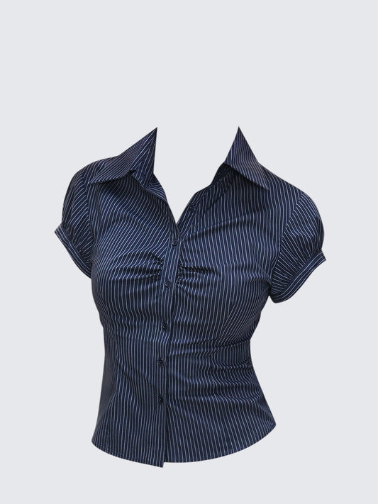 American Striped Puff Sleeve Shirt