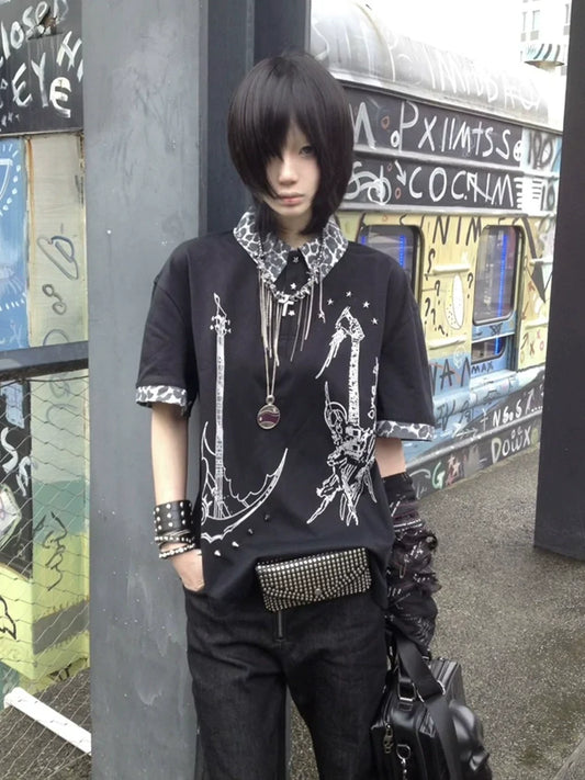 Y2K Leopard Polo Tee