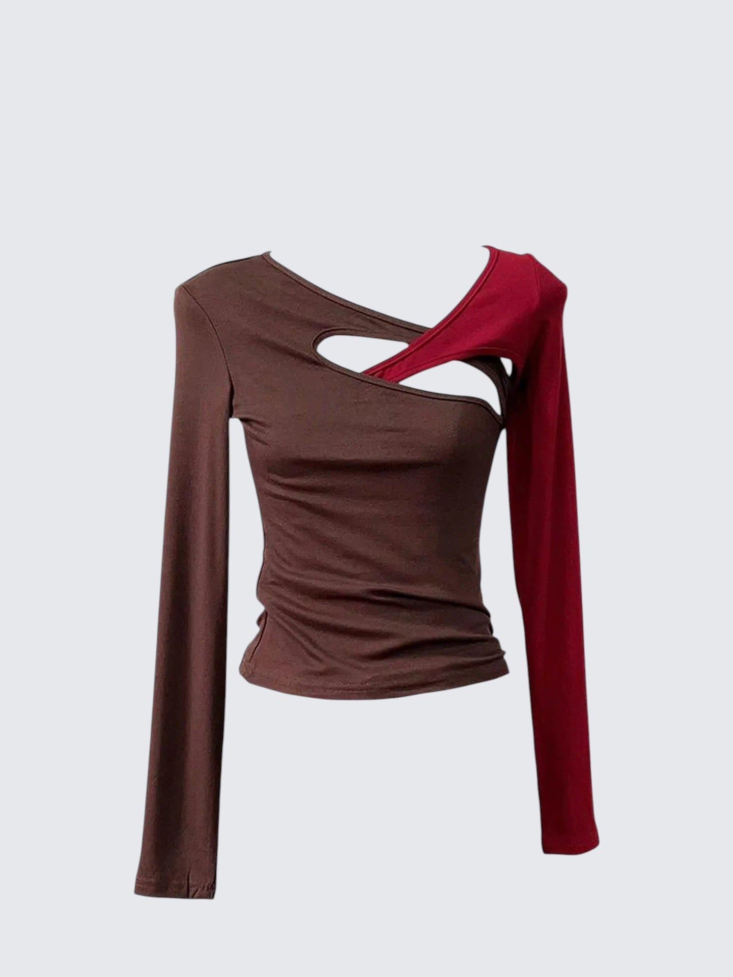 Contrast Asymmetrical Long Sleeve Tee Women