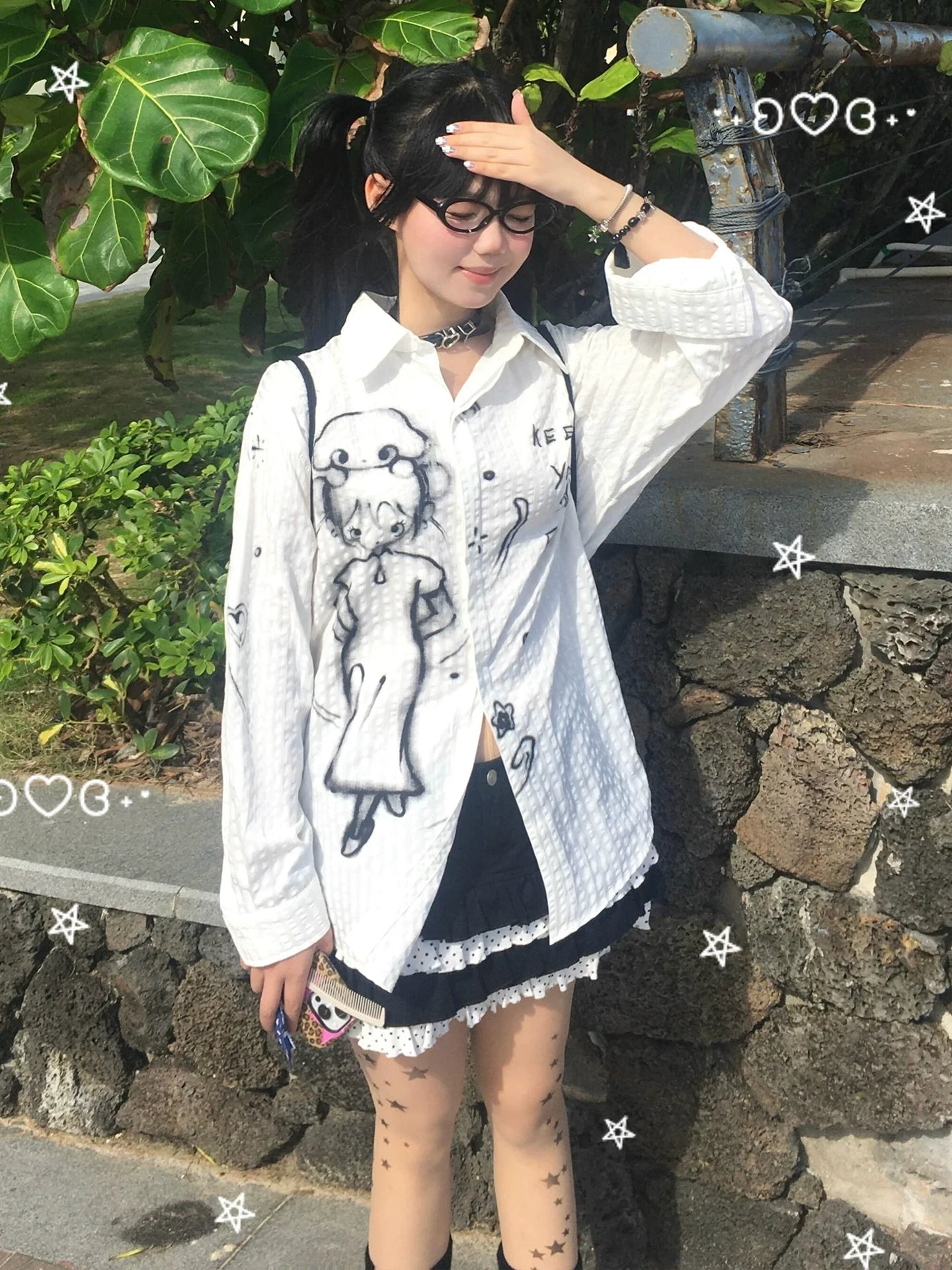 White Striped Textured Long Sleeve Shirt