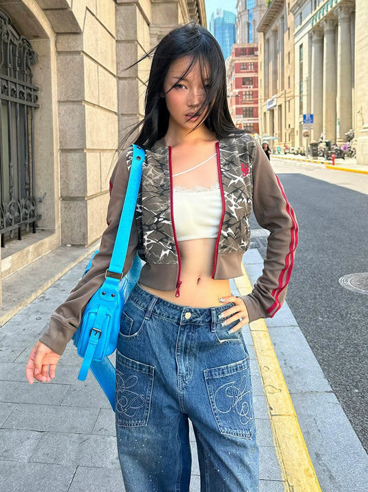 Retro Camo Zip Up Hoodie