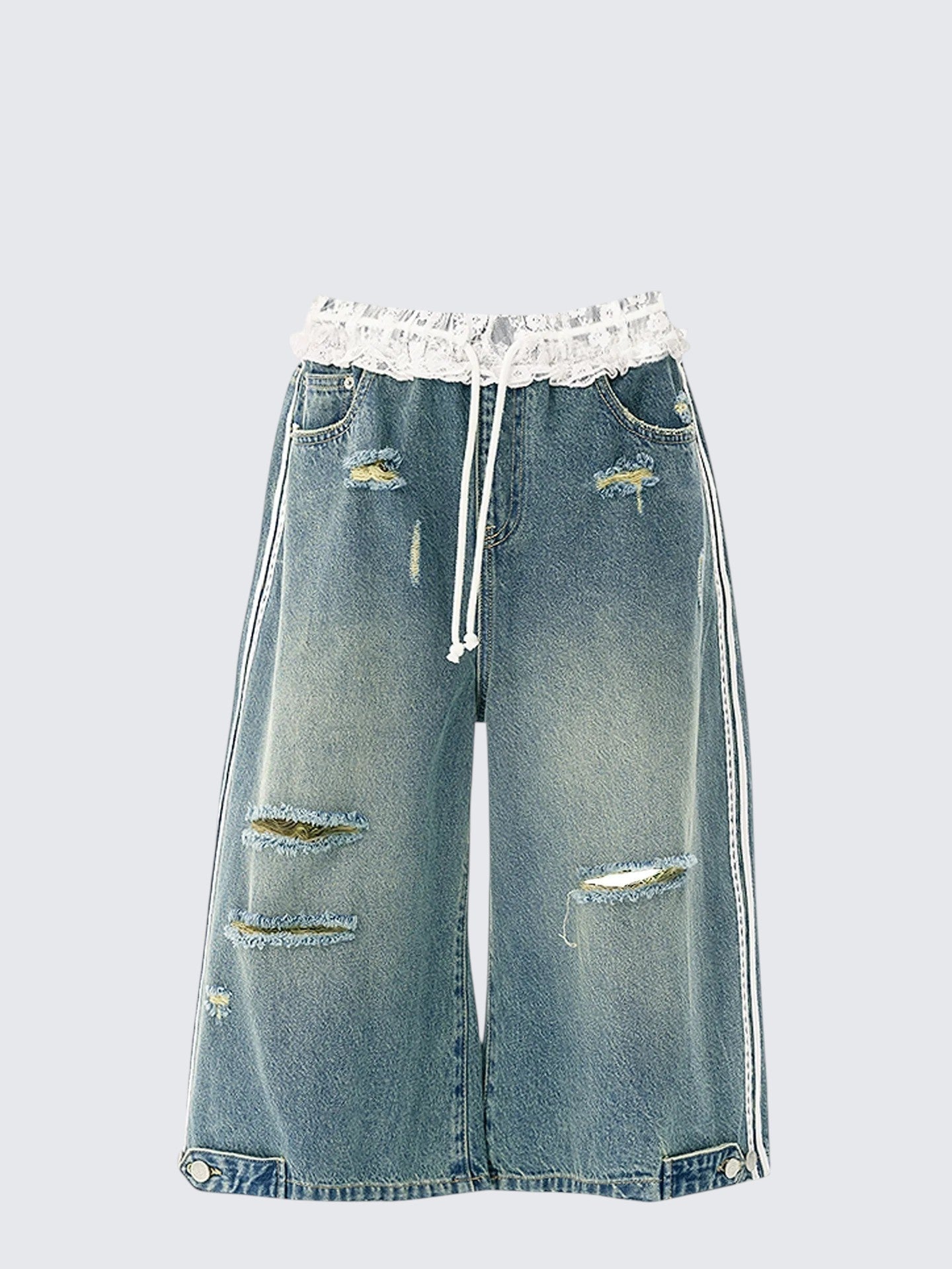 American Lace Patchwork Distressed Jeans