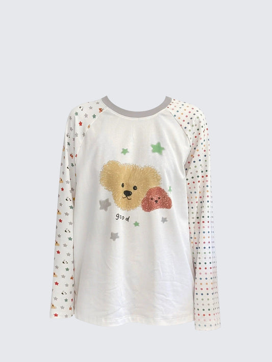 Retro Raglan Star Polka Dot Long Top