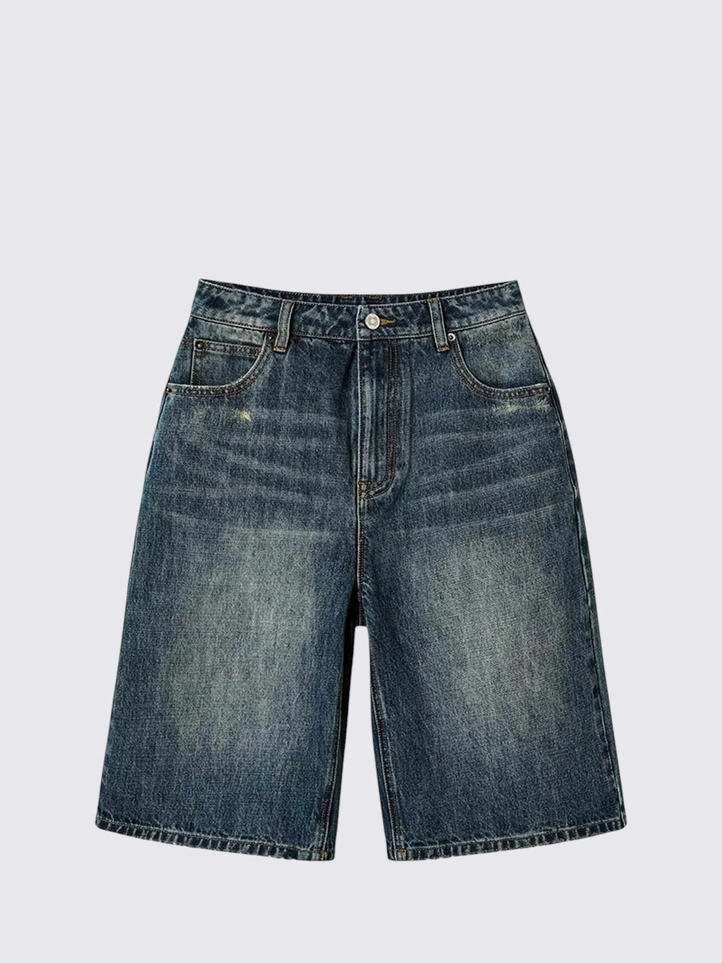 Vintage Washed Denim Cropped Pants