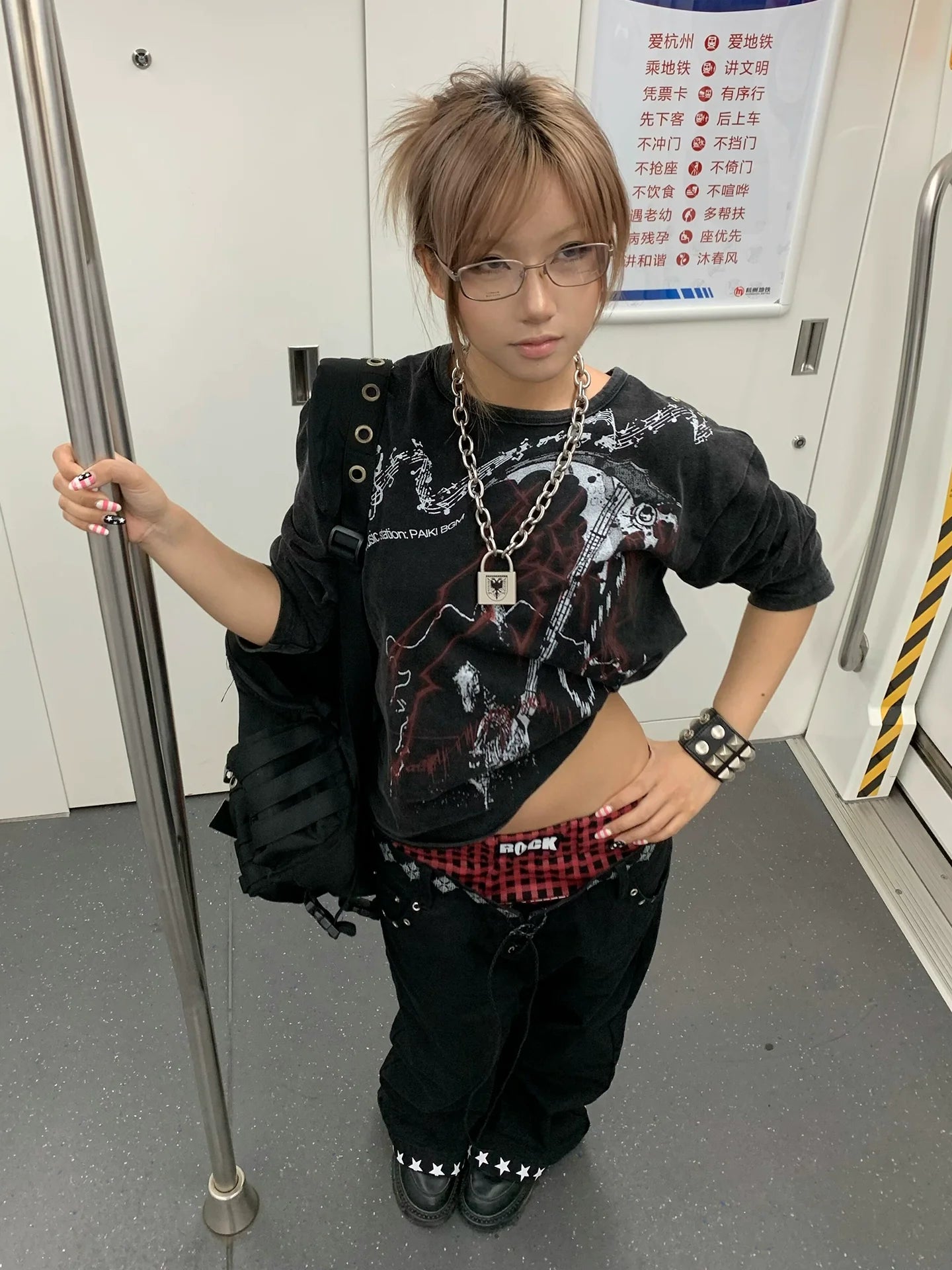 Vintage Distressed Long Sleeve Tee Loose Fit Top