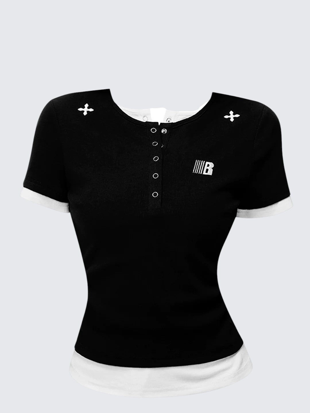 Colorblock Button Layered Tee