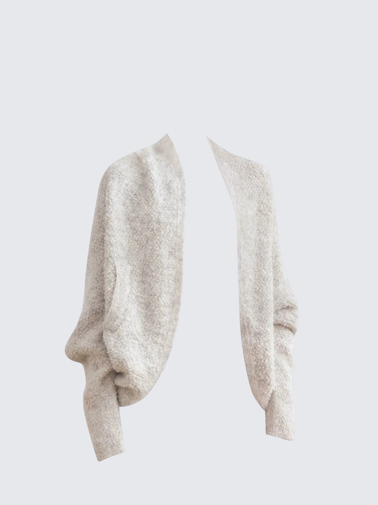 Retro Gray Loop Knit Batwing Cardigan