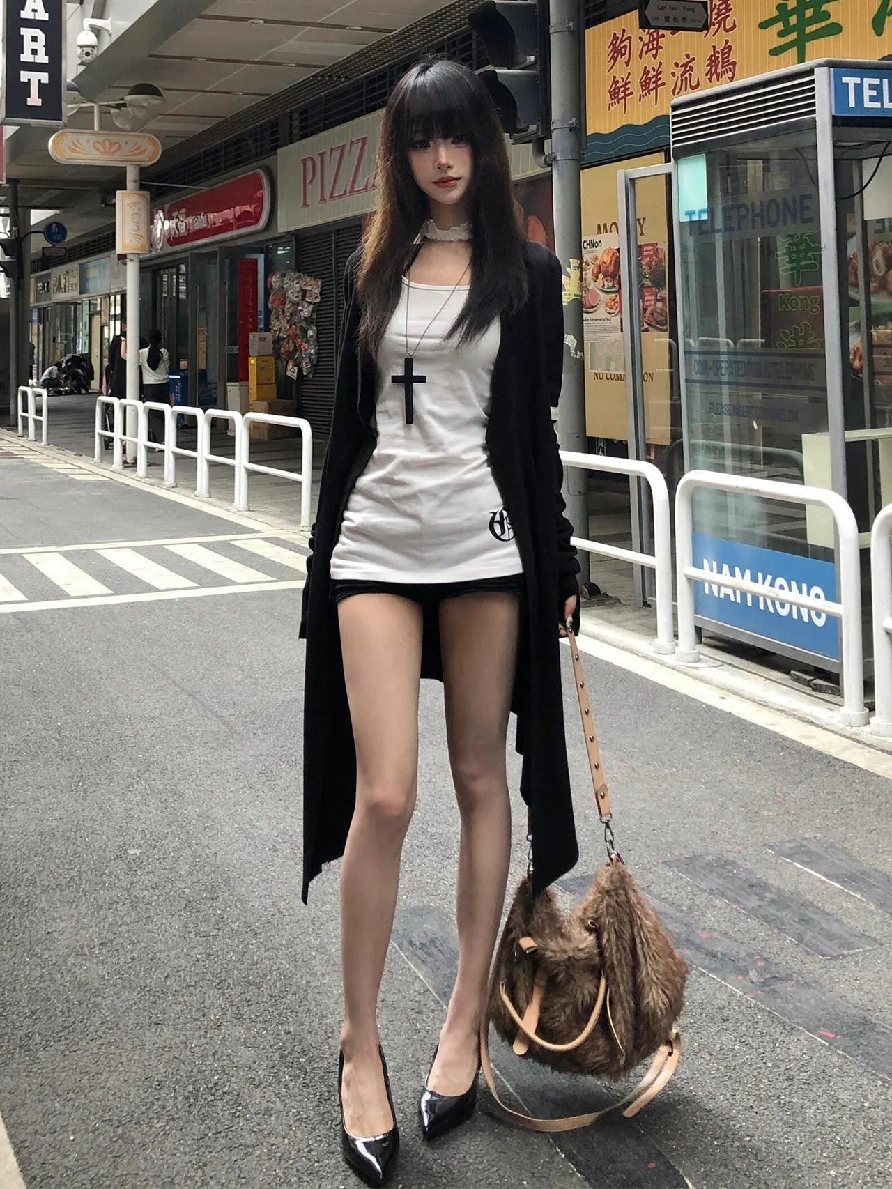 Y2K Black Wizard Knit Cardigan Long Coat Top