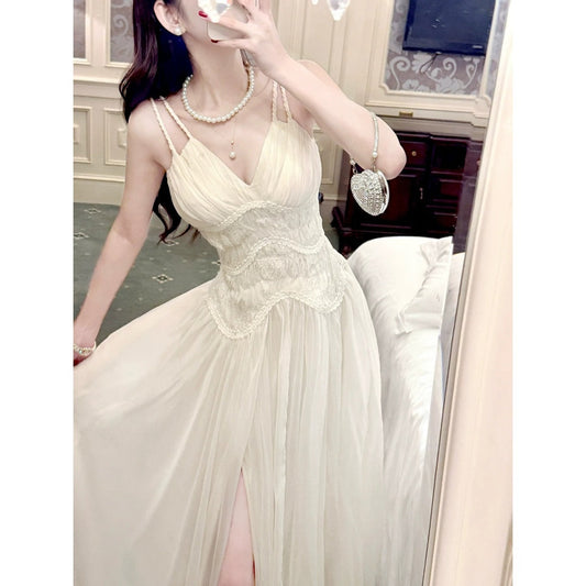 Chiffon Pleated Spaghetti Gown Prom Dress